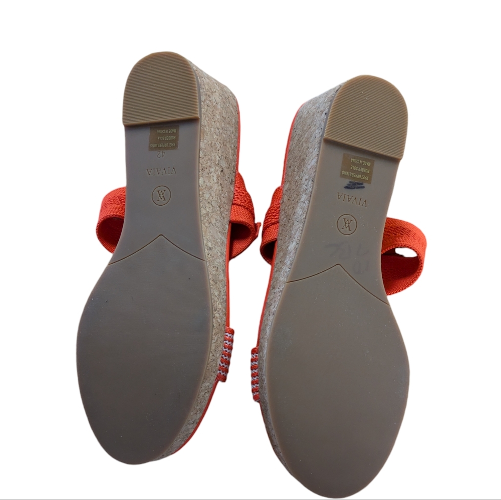 Vivaia Sammy Adjustable Strap Wedge Sandal Citrus Orange Size 42 - Picture 7 of 13